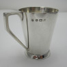 Silver Child's Mug with Angled Handle and Plain Conical Body