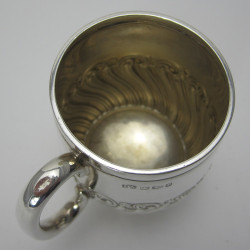 Victorian Barrel Shaped Silver Christening Mug