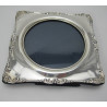 Edwardian Square Silver Photo Frame with Circular Window