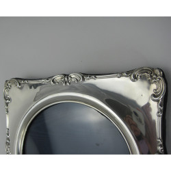 Edwardian Square Silver Photo Frame with Circular Window