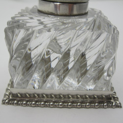 Good Quality William Comyns Silver and Glass Ink Bottle