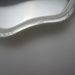 Elegant Silver Salver with a Raised Delicate Floral Border