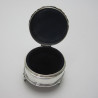 Small Circular Silver Jewellery or Trinket Box on Three Scroll Feet