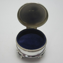 Charming Silver Jewellery or Trinket Box with Blue Velvet Lining