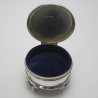 Charming Silver Jewellery or Trinket Box with Blue Velvet Lining