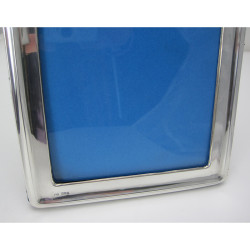 Smart Plain Large Silver Photo Frame with Blue Velvet Back