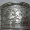 Boxed Set of Four Silver Napkin Rings in Black Velvet Lined Box