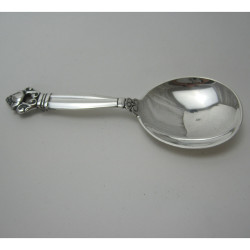 Georg Jensen Silver Tea Caddy Spoon with Acorn Pattern Style Handle (1925)