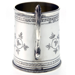 Victorian Silver Christening Mug with Scroll Handle
