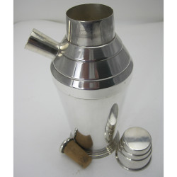 Stylish English Art Deco Style Silver Plate Cocktail Shaker