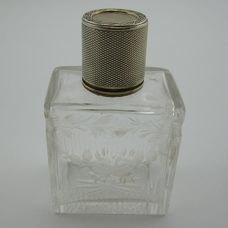 Pretty William Comyns & Son Silver and Glass Perfume Bottle (1940)