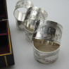 Pretty Late Victorian Boxed Set of 6 Silver Plated Napkin Rings