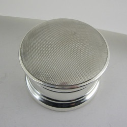 Silver Trinket, Powder or Jewellery Box with Hinged Engine Turned Lid