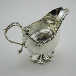 Victorian Helmet Shape Silver Cream Jug or Sauce Boat (1900)