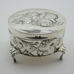Reynolds Angel Embossed Silver Jewellery or Trinket Box (1904)