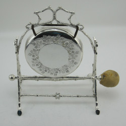Decorative Victorian Rustic Style Silver Plated Table Gong (c.1890)