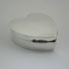 Heart Shape Silver Jewellery or Trinket Box with Plain Domed Double Hinged Lid