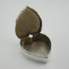 Heart Shape Silver Jewellery or Trinket Box with Plain Domed Double Hinged Lid