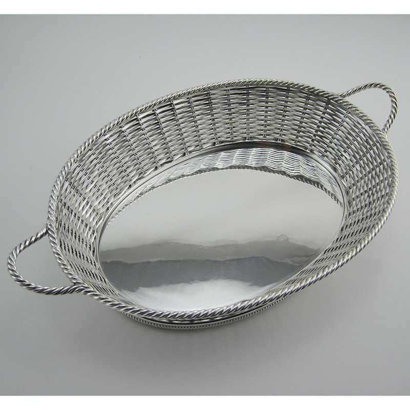Decorative Victorian Silver Plated Oval Roll Dish or Basket