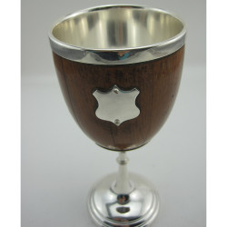 Victorian Oak and Silver Plated Goblet with Silver Plated Bowl