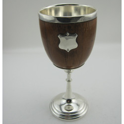 Victorian Oak and Silver Plated Goblet with Silver Plated Bowl (c.1890)