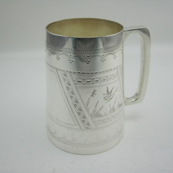 Stylish Victorian Aesthetic Movement Style Silver Plated Pint Mug (c.1890)