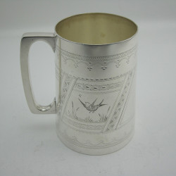 Stylish Victorian Aesthetic Movement Style Silver Plated Pint Mug