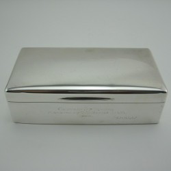 Inscribed Rectangular Silver Trinket or Cigarette Box (1922)