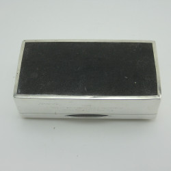Inscribed Rectangular Silver Trinket or Cigarette Box