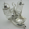 Victorian Cast Novelty Silver Plated Cruet Set With Standing Donkey