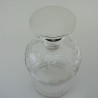 Large Engraved Glass and Silver Topped Perfume Bottle with Hinged Plain Lid