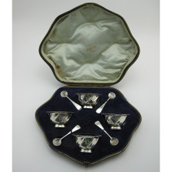 Unusual Boxed Set of Four Victorian Irish Silver Salts (1898)