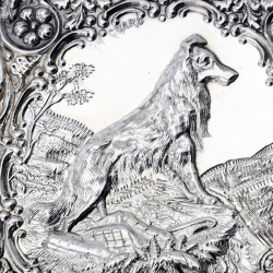 Antique Silver Collie Dog Visiting Card Case