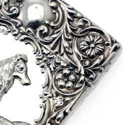 Antique Silver Collie Dog Visiting Card Case