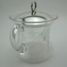 Edwardian Silver and Glass Lidded Jar with Pull Off Silver Lid