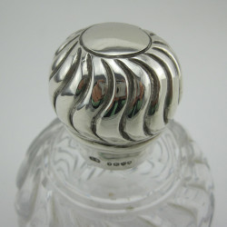 Stylish Victorian Silver Perfume Bottle with Spiral Embossed Screw Down Top