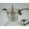 Beautiful Victorian Silver Plated Glass Body Claret Jug Engraved with Foliage and Flowers