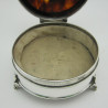 Silver and Tortoiseshell Jewellery or Trinket Box in Cylindrical Form