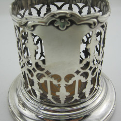 Pair of Tall Pierced Victorian Silver Plated Bottle Holders or Coasters