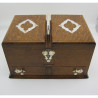 Large Victorian Wood and Silver Plated Locking Cigar or Smokers Box
