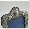 Shaped Silver Photo Frame with Floral and Foliage Embossed Pierced Border