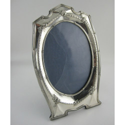 Large Antique Silver Photo Frame in Oval Shaped Form (1921)