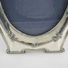 Large Antique Silver Photo Frame in Oval Shaped Form