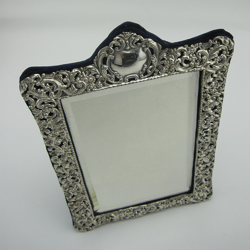 Late Victorian Silver Rectangular Standing Mirror (1901)