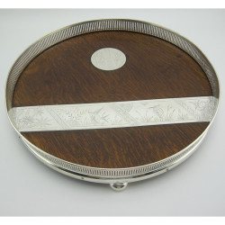 Unusual Aesthetic Movement Oak and silver Plated Gallery Tray or Salver (c.1885)