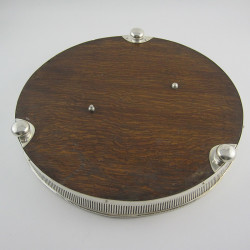 Unusual Aesthetic Movement Oak and silver Plated Gallery Tray or Salver