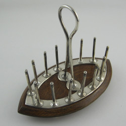 Unusual Victorian Oak and Silver Plated Toast Rack (c.1890)