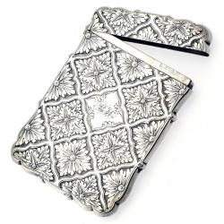 Victorian Silver Visiting Card Case with Bright Cut Engraving