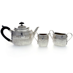 Three Piece Antique Victorian Silver Bachelor Tea Set