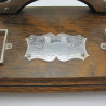 Unusual Late Victorian Oak and Silver Plated Two Bottle Inkstand